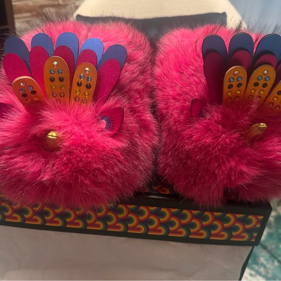 Kurt Geiger Shoes - Kurt Geiger Fuchsia Eagle Fluff Slippers Brand New in box!